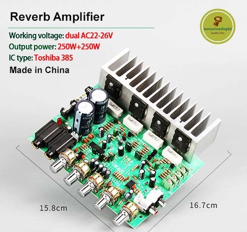 200W 2.0 Audio Power Amplifier Board HIFI Stereo Amplification Digital Reverb Microphone Amplifier Tone Board